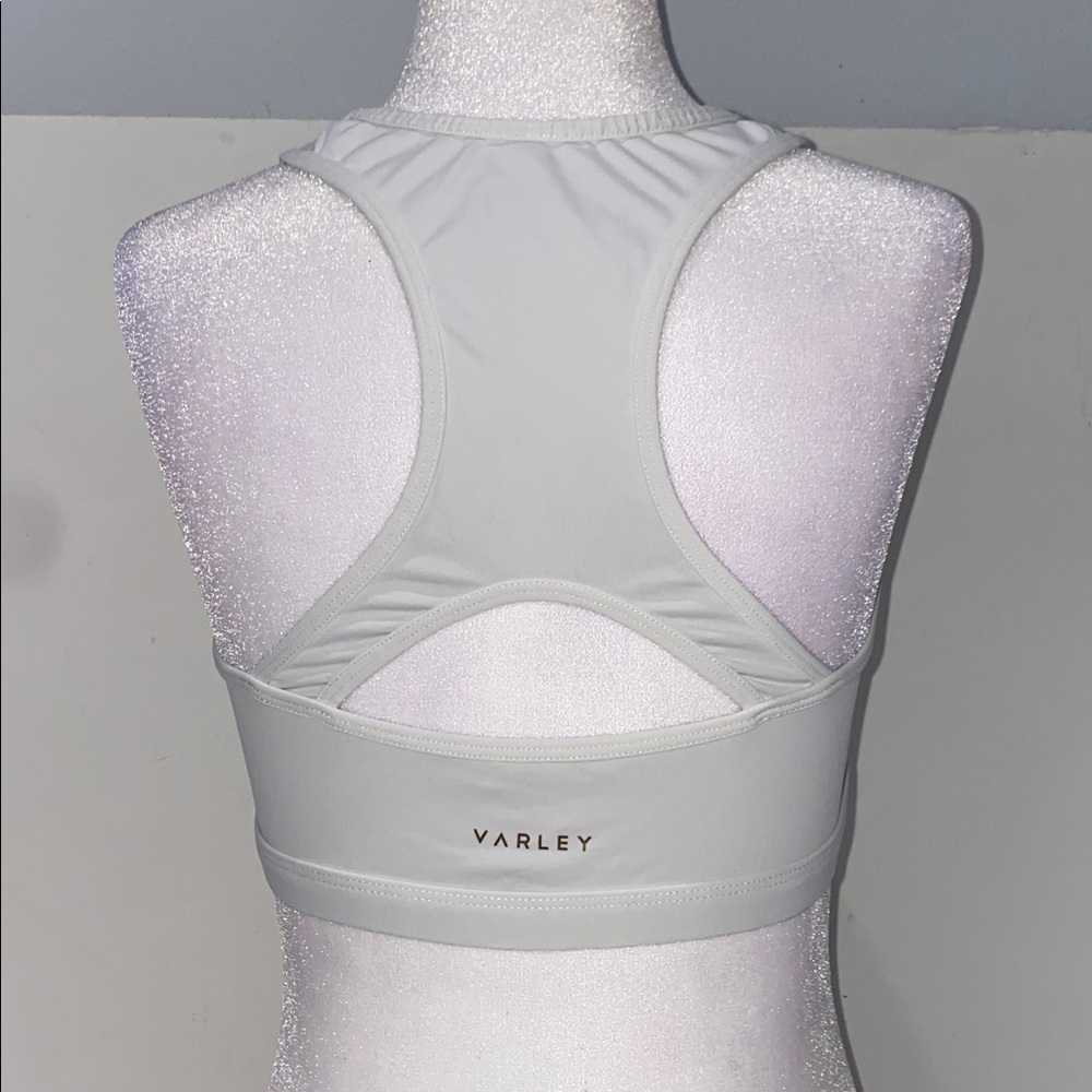 Varley White Mesh Panel Athletic Sports Bra - Picture 2 of 6